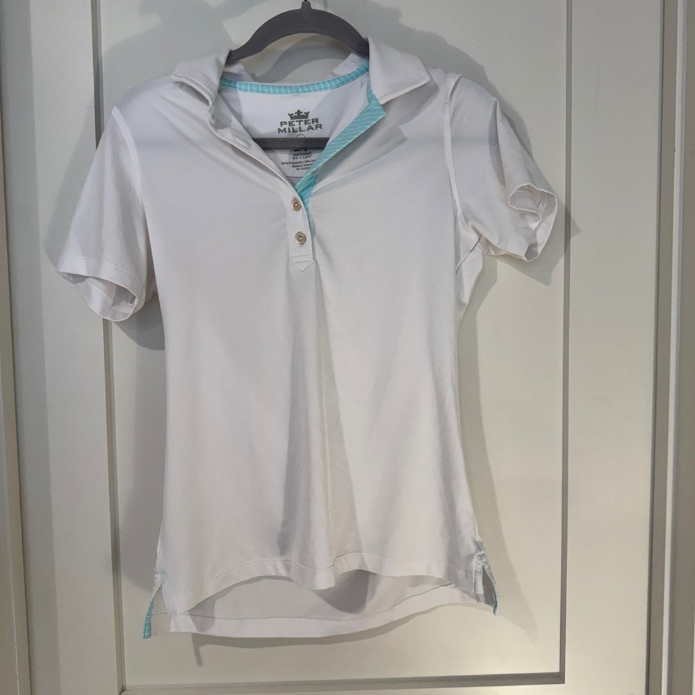 Peter Millar Womens White Wicking UPF 50+ Golf Polo Shirt LS15EK13 Size Small